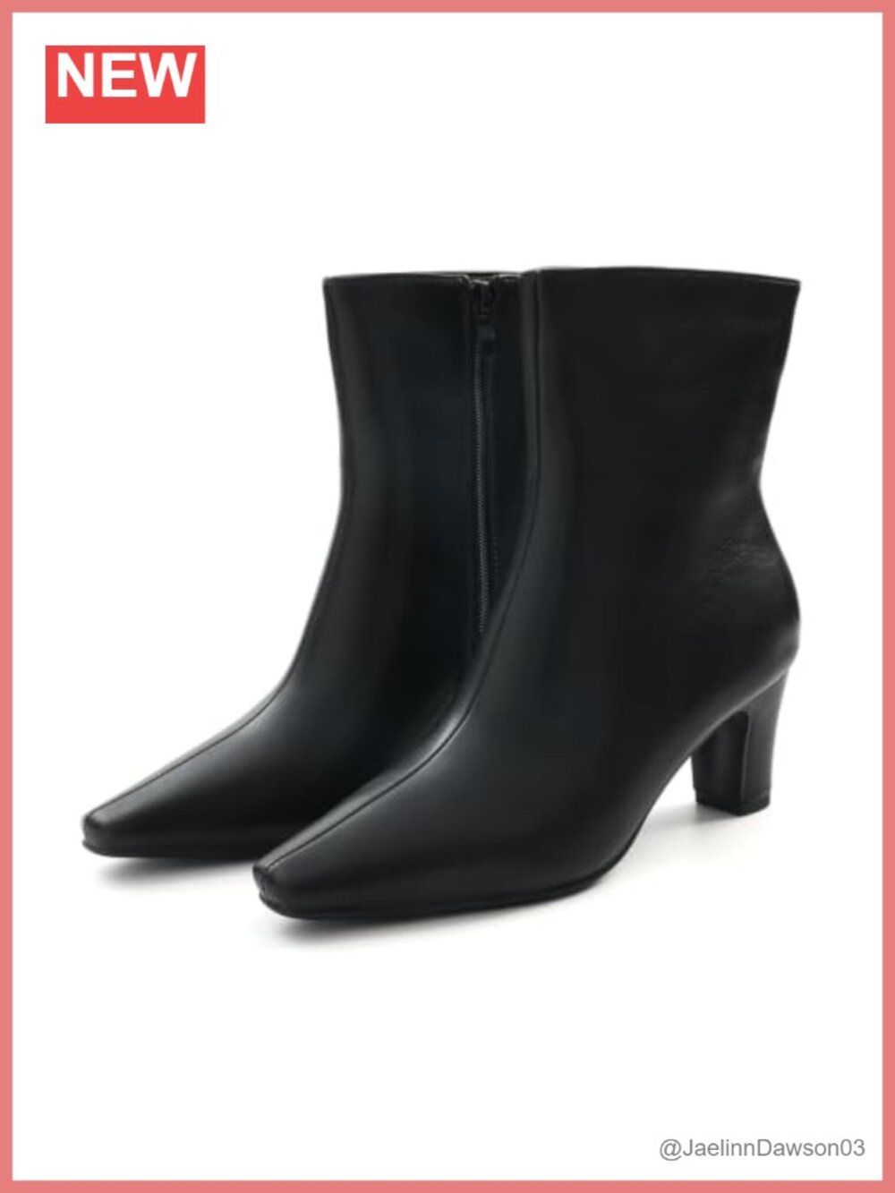 Women's Square Toe Ankle Booties Low Block Heel Faux Leather Side Zipper Dressy